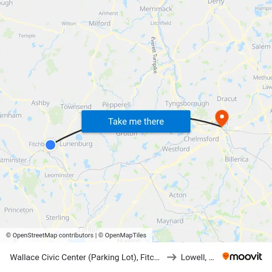 Wallace Civic Center (Parking Lot), Fitchburg to Lowell, MA map