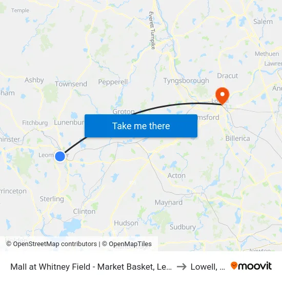 Mall at Whitney Field - Market Basket, Leominster to Lowell, MA map