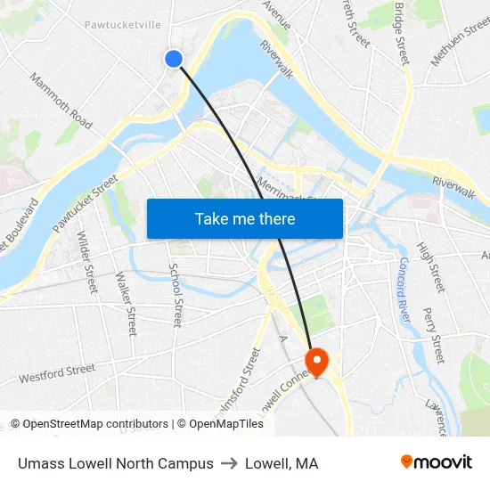 Umass Lowell North Campus to Lowell, MA map