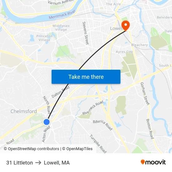 31 Littleton to Lowell, MA map