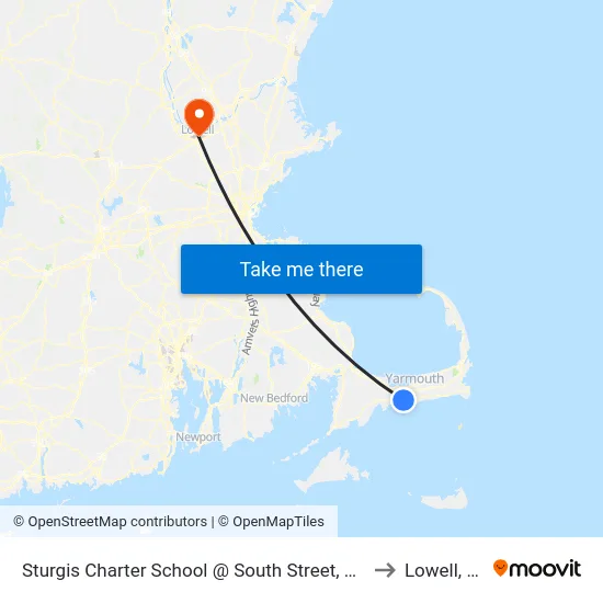 Sturgis Charter School @ South Street, Hyannis to Lowell, MA map