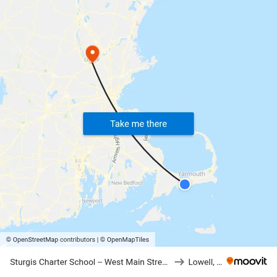 Sturgis Charter School -- West Main Street, Hyannis to Lowell, MA map