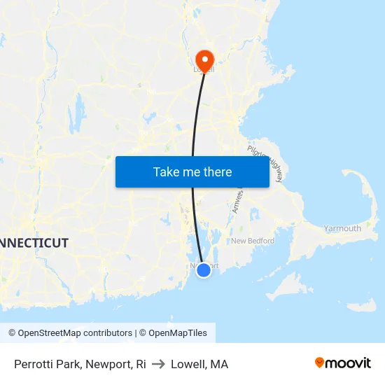Perrotti Park, Newport, Ri to Lowell, MA map