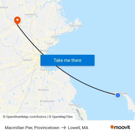 Macmillan Pier, Provincetown to Lowell, MA map