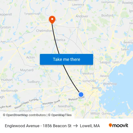 Englewood Avenue - 1856 Beacon St to Lowell, MA map