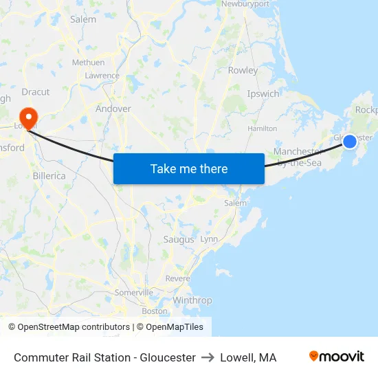 Commuter Rail Station - Gloucester to Lowell, MA map