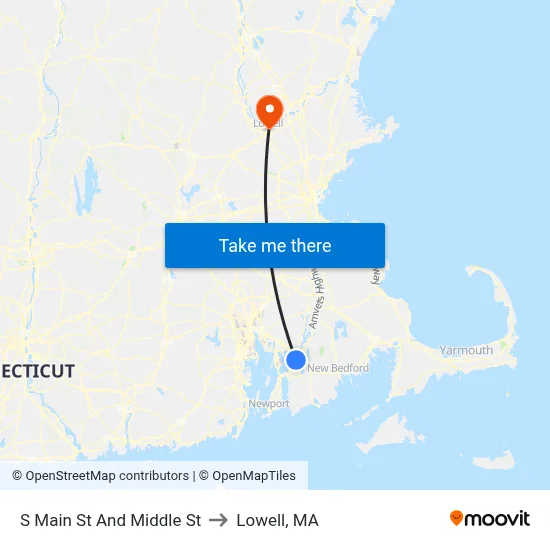 S Main St And Middle St to Lowell, MA map