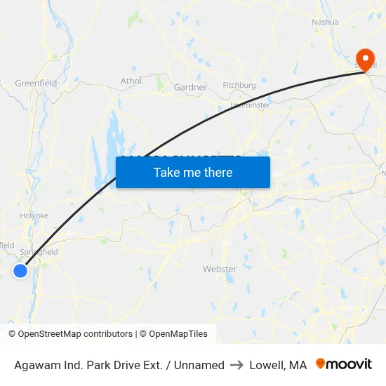 Agawam Ind. Park Drive Ext. / Unnamed to Lowell, MA map