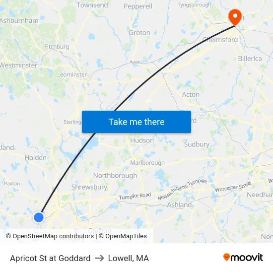 Apricot St at Goddard to Lowell, MA map