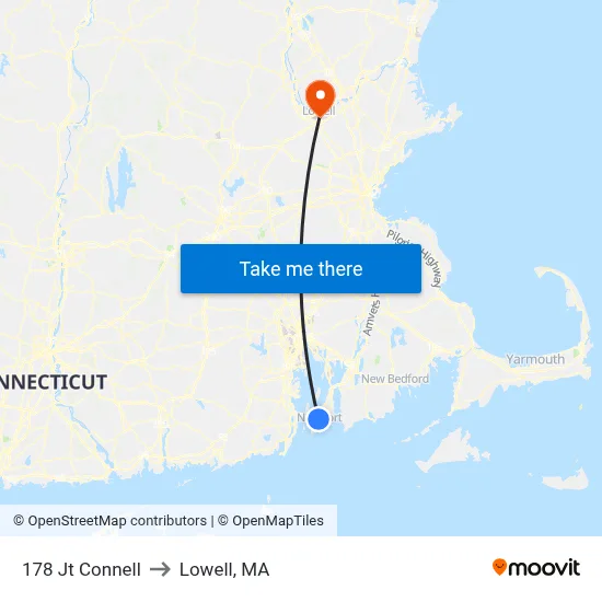 178 Jt Connell to Lowell, MA map