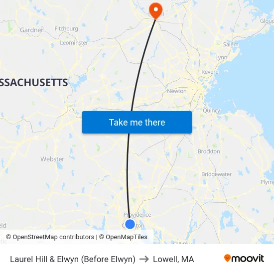 Laurel Hill & Elwyn (Before Elwyn) to Lowell, MA map