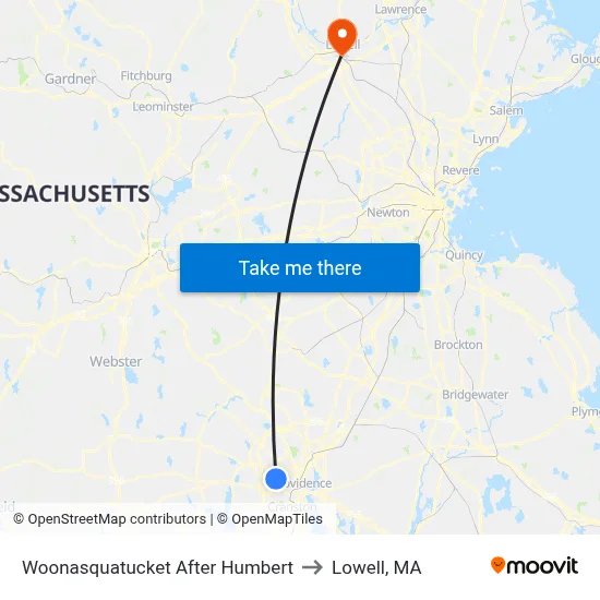 Woonasquatucket After Humbert to Lowell, MA map