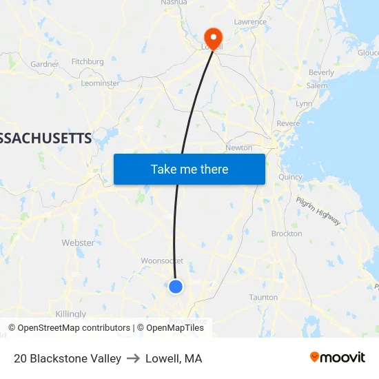 20 Blackstone Valley to Lowell, MA map