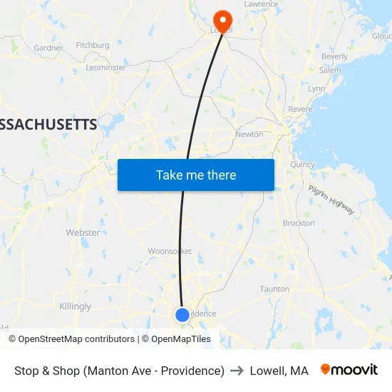Stop & Shop (Manton Ave - Providence) to Lowell, MA map