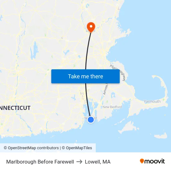 Marlborough Before Farewell to Lowell, MA map