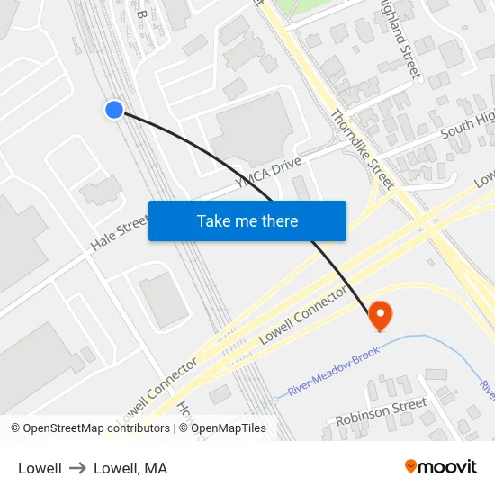 Lowell to Lowell, MA map