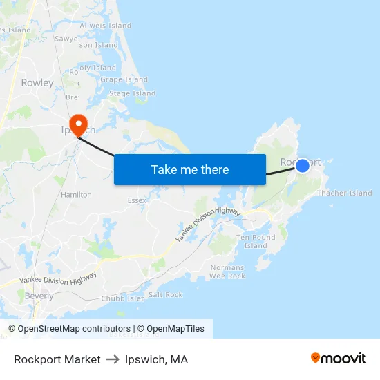 Rockport Market to Ipswich, MA map