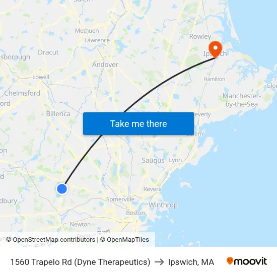 1560 Trapelo Rd  (Dyne Therapeutics) to Ipswich, MA map