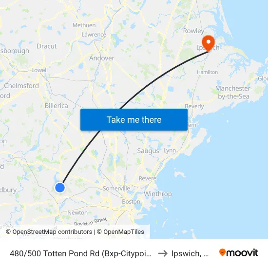 480/500 Totten Pond Rd  (Bxp-Citypoint) to Ipswich, MA map