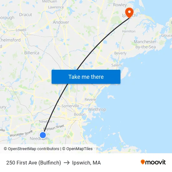 250 First Ave  (Bulfinch) to Ipswich, MA map