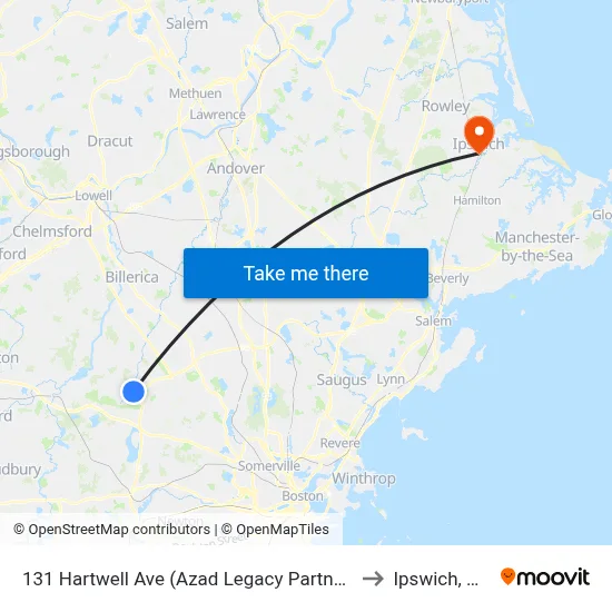 131 Hartwell Ave  (Azad Legacy Partners) to Ipswich, MA map