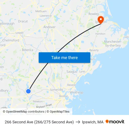 266 Second Ave (266/275 Second Ave) to Ipswich, MA map