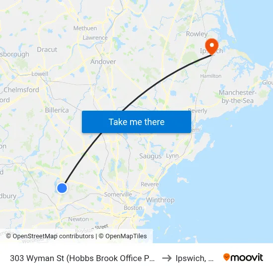 303 Wyman St  (Hobbs Brook Office Park) to Ipswich, MA map