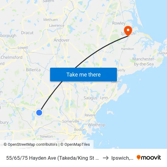 55/65/75 Hayden Ave  (Takeda/King St Properties) to Ipswich, MA map