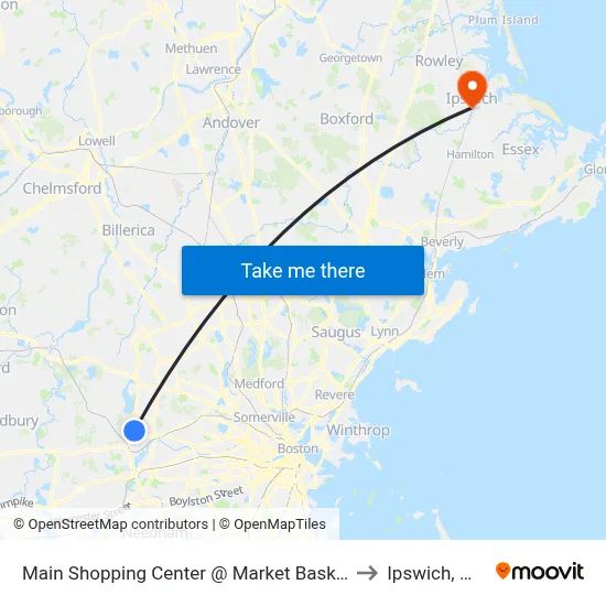 Main Shopping Center @ Market Basket to Ipswich, MA map