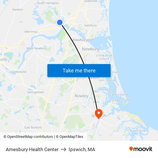 Amesbury Health Center to Ipswich, MA map