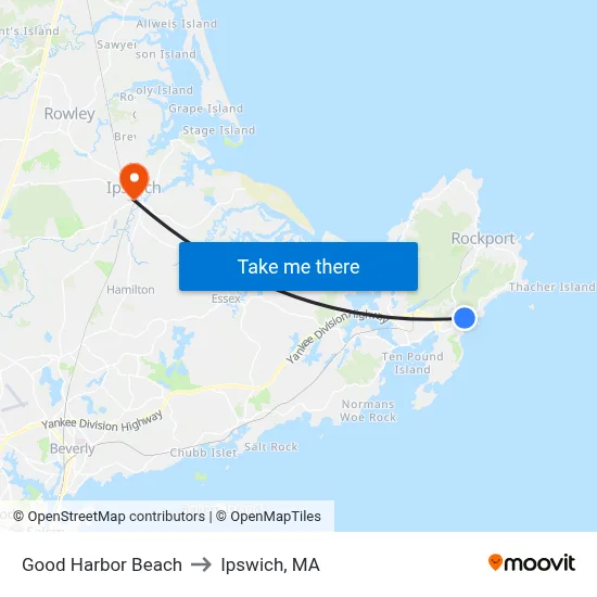 Good Harbor Beach to Ipswich, MA map