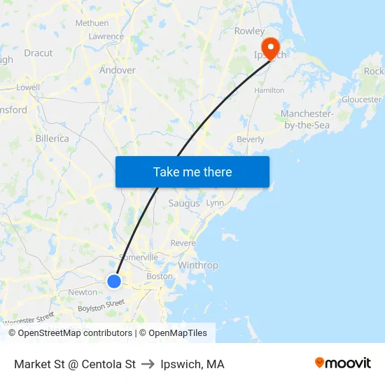 Market St @ Centola St to Ipswich, MA map