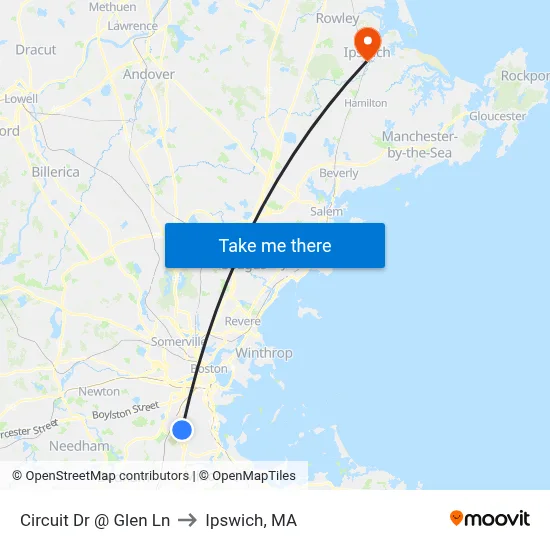 Circuit Dr @ Glen Ln to Ipswich, MA map