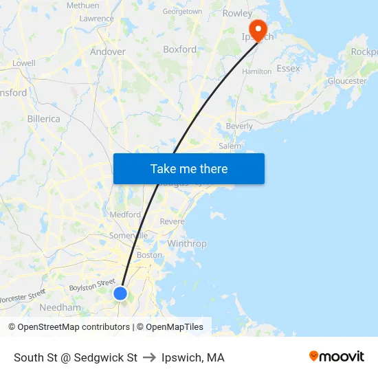 South St @ Sedgwick St to Ipswich, MA map