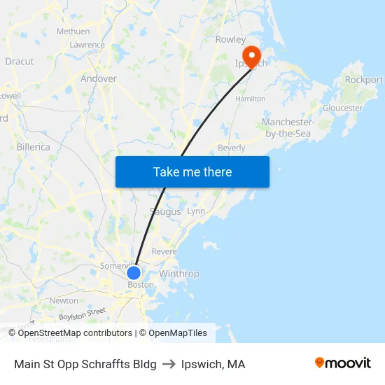 Main St Opp Schraffts Bldg to Ipswich, MA map