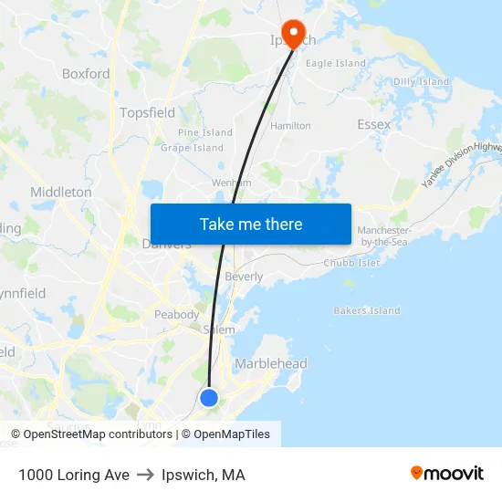 1000 Loring Ave to Ipswich, MA map