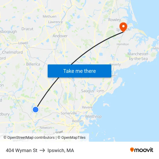 404 Wyman St to Ipswich, MA map