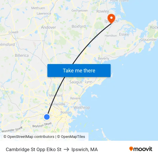 Cambridge St Opp Elko St to Ipswich, MA map