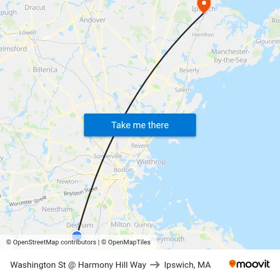 Washington St @ Harmony Hill Way to Ipswich, MA map