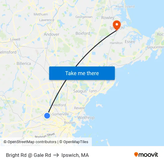 Bright Rd @ Gale Rd to Ipswich, MA map