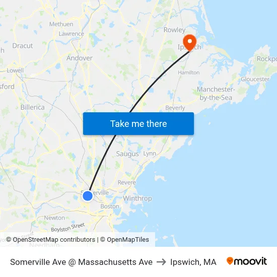 Somerville Ave @ Massachusetts Ave to Ipswich, MA map