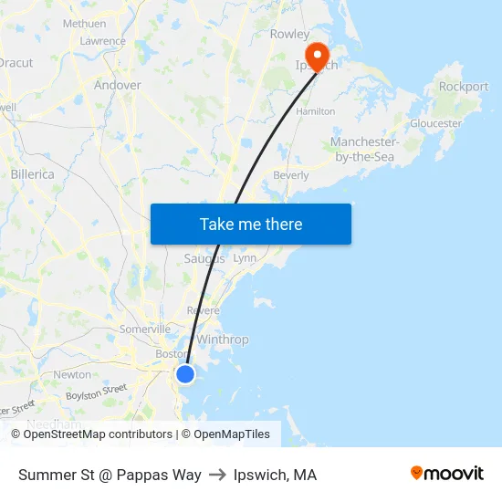 Summer St @ Pappas Way to Ipswich, MA map