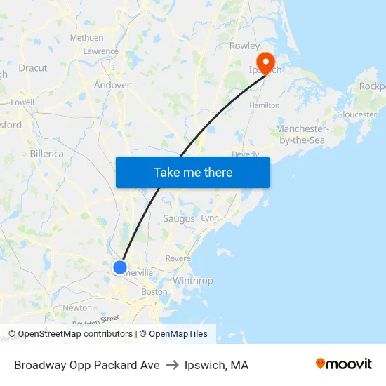 Broadway Opp Packard Ave to Ipswich, MA map