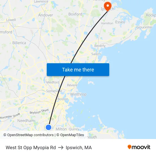 West St Opp Myopia Rd to Ipswich, MA map