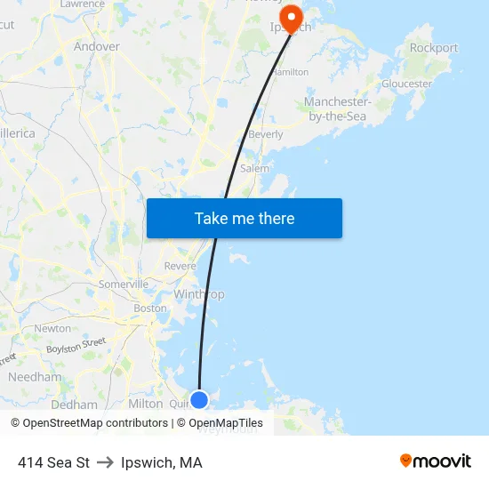 414 Sea St to Ipswich, MA map