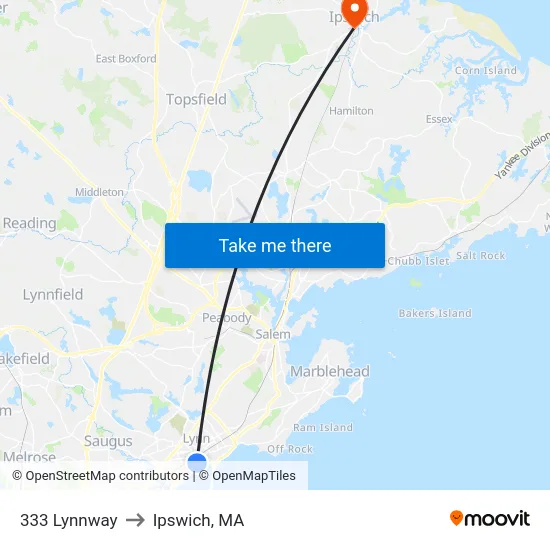 333 Lynnway to Ipswich, MA map