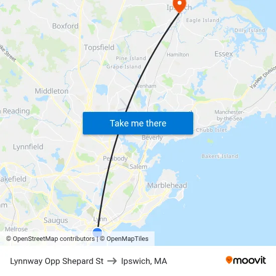 Lynnway Opp Shepard St to Ipswich, MA map