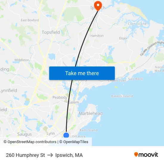 260 Humphrey St to Ipswich, MA map