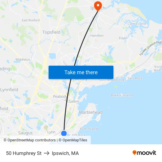 50 Humphrey St to Ipswich, MA map