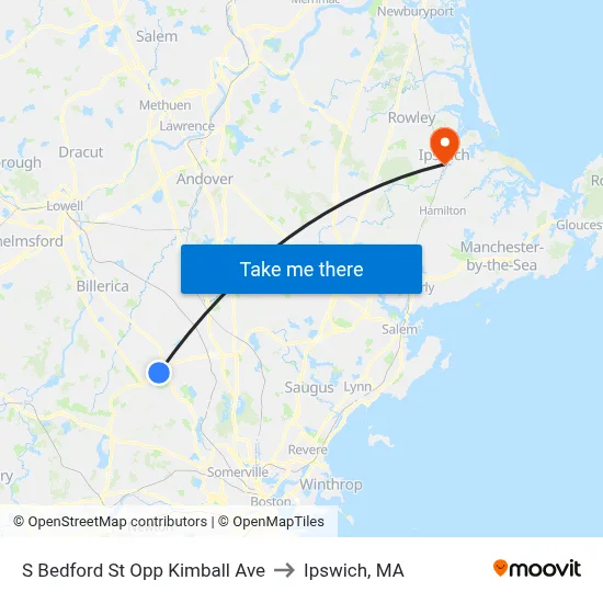 S Bedford St Opp Kimball Ave to Ipswich, MA map